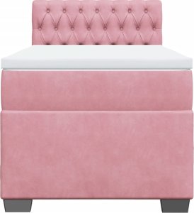 vidaXL Łóżko kontynentalne z materacem, różowe, aksamit, 90x190 cm 6
