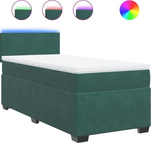 vidaXL Łóżko kontynentalne z materacem, zielone, aksamit, 100x200 cm 2