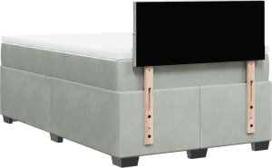 vidaXL Łóżko kontynentalne z materacem, jasnoszare, 120x200cm, aksamit 12