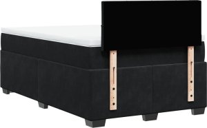 vidaXL Łóżko kontynentalne z materacem, czarne, 120x200 cm, aksamit 12