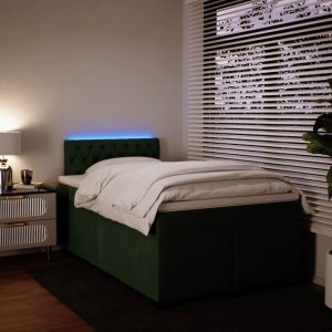 vidaXL Łóżko kontynentalne z materacem, ciemnozielone, 120x200 cm 5