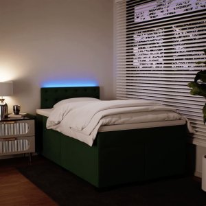 vidaXL Łóżko kontynentalne z materacem, ciemnozielone, 120x200 cm 5