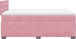 vidaXL Łóżko kontynentalne z materacem, różowe, 120x200 cm, aksamit 11