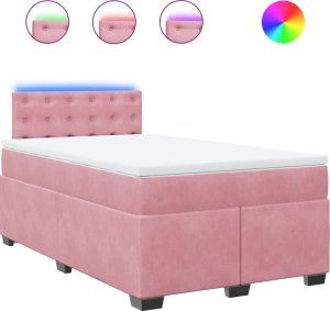 vidaXL Łóżko kontynentalne z materacem, różowe, 120x200 cm, aksamit 2