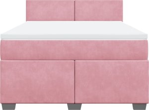vidaXL Łóżko kontynentalne z materacem, różowe, 140x200 cm, aksamit 6