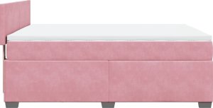 vidaXL Łóżko kontynentalne z materacem, różowe, 140x200 cm, aksamit 7