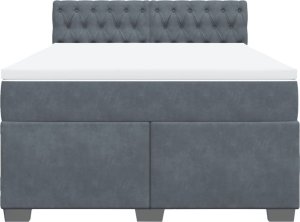 vidaXL Łóżko kontynentalne z materacem, ciemnoszara, aksamit 140x190cm 6