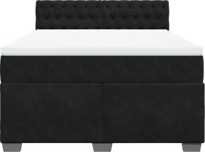 vidaXL Łóżko kontynentalne z materacem, czarne, 140x200 cm, aksamit 6