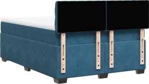 vidaXL Łóżko kontynentalne z materacem, niebieskie, 140x200cm, aksamit 8
