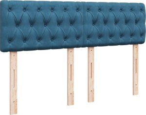 vidaXL Łóżko kontynentalne z materacem, niebieskie, 140x200cm, aksamit 9