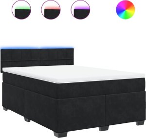 vidaXL Łóżko kontynentalne z materacem, czarne, 140x200 cm, aksamit 2