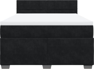vidaXL Łóżko kontynentalne z materacem, czarne, 140x200 cm, aksamit 6