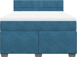 vidaXL Łóżko kontynentalne z materacem, niebieskie, 140x200cm, aksamit 6