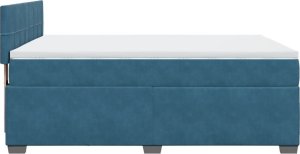 vidaXL Łóżko kontynentalne z materacem, niebieskie, 140x200cm, aksamit 7