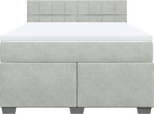 vidaXL Łóżko kontynentalne z materacem, jasnoszare, 140x190cm, aksamit 6