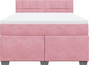vidaXL Łóżko kontynentalne z materacem, różowe, 140x200 cm, aksamit 6
