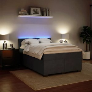 vidaXL Łóżko kontynentalne z materacem, ciemnoszare, 160x200cm aksamit 4