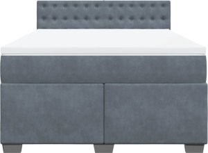 vidaXL Łóżko kontynentalne z materacem, ciemnoszare, 140x200cm aksamit 6