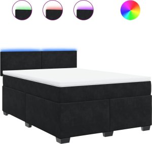 vidaXL Łóżko kontynentalne z materacem, czarne, 160x200 cm, aksamit 2