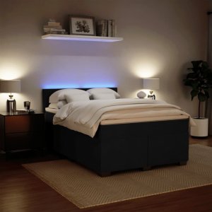 vidaXL Łóżko kontynentalne z materacem, czarne, 160x200 cm, aksamit 4