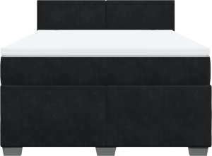 vidaXL Łóżko kontynentalne z materacem, czarne, 160x200 cm, aksamit 6