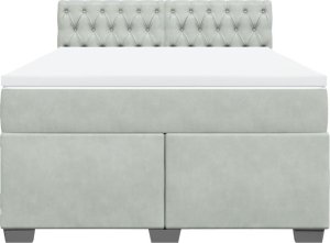 vidaXL Łóżko kontynentalne z materacem, jasnoszare, 160x200cm, aksamit 6