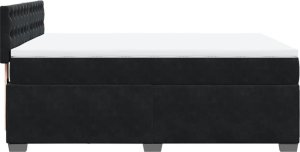 vidaXL Łóżko kontynentalne z materacem, czarne, 140x200 cm, aksamit 7