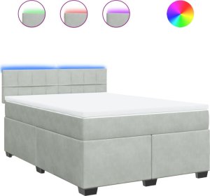 vidaXL Łóżko kontynentalne z materacem, jasnoszare, 160x200cm, aksamit 2