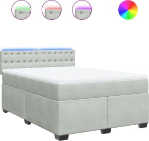 vidaXL Łóżko kontynentalne z materacem, jasnoszare, 160x200cm, aksamit 2