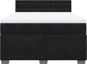 vidaXL Łóżko kontynentalne z materacem, czarne, 160x200 cm, aksamit 6