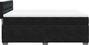 vidaXL Łóżko kontynentalne z materacem, czarne, 160x200 cm, aksamit 7