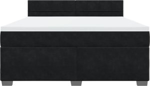 vidaXL Łóżko kontynentalne z materacem, czarne, 180x200 cm, aksamit 6