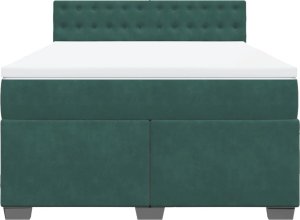 vidaXL Łóżko kontynentalne z materacem, ciemnozielone, 160x200 cm 6