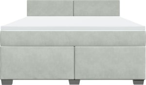 vidaXL Łóżko kontynentalne z materacem, jasnoszare, 180x200cm, aksamit 6