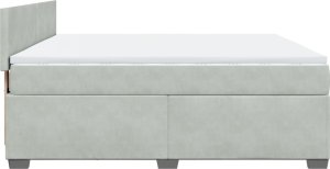 vidaXL Łóżko kontynentalne z materacem, jasnoszare, 180x200cm, aksamit 7