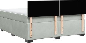 vidaXL Łóżko kontynentalne z materacem, jasnoszare, 180x200cm, aksamit 8