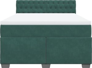 vidaXL Łóżko kontynentalne z materacem, ciemnozielone, 160x200 cm 6
