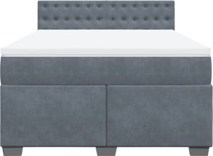 vidaXL Łóżko kontynentalne z materacem, ciemnoszare, 160x200cm aksamit 6