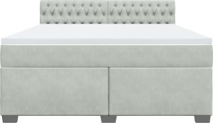 vidaXL Łóżko kontynentalne z materacem, jasnoszare, 180x200cm, aksamit 6