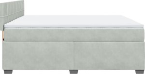 vidaXL Łóżko kontynentalne z materacem, jasnoszare, aksamit, 200x200cm 7