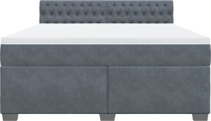 vidaXL Łóżko kontynentalne z materacem, ciemnoszare, 180x200cm aksamit 6