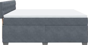 vidaXL Łóżko kontynentalne z materacem, ciemnoszare, 180x200cm aksamit 7
