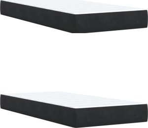 vidaXL Łóżko kontynentalne z materacem, czarne, aksamit 200x200 cm 12