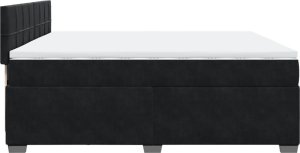 vidaXL Łóżko kontynentalne z materacem, czarne, aksamit 200x200 cm 7