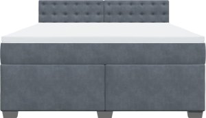 vidaXL Łóżko kontynentalne z materacem, ciemnoszare, 180x200cm aksamit 6