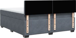 vidaXL Łóżko kontynentalne z materacem, ciemnoszare, 180x200cm aksamit 8