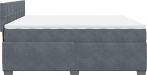 vidaXL Łóżko kontynentalne z materacem, ciemnoszary aksamit, 200x200cm 7