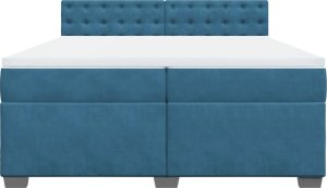 vidaXL Łóżko kontynentalne z materacem, niebieskie, aksamit, 200x200cm 6