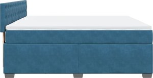 vidaXL Łóżko kontynentalne z materacem, niebieskie, aksamit, 200x200cm 7
