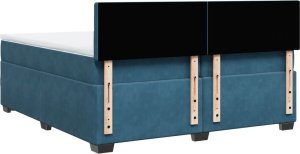 vidaXL Łóżko kontynentalne z materacem, niebieskie, aksamit, 200x200cm 8